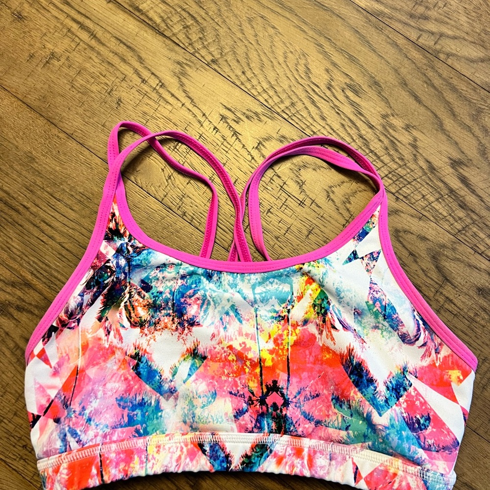 Born Primitive Multicolor Sports Bra with Pink Trim